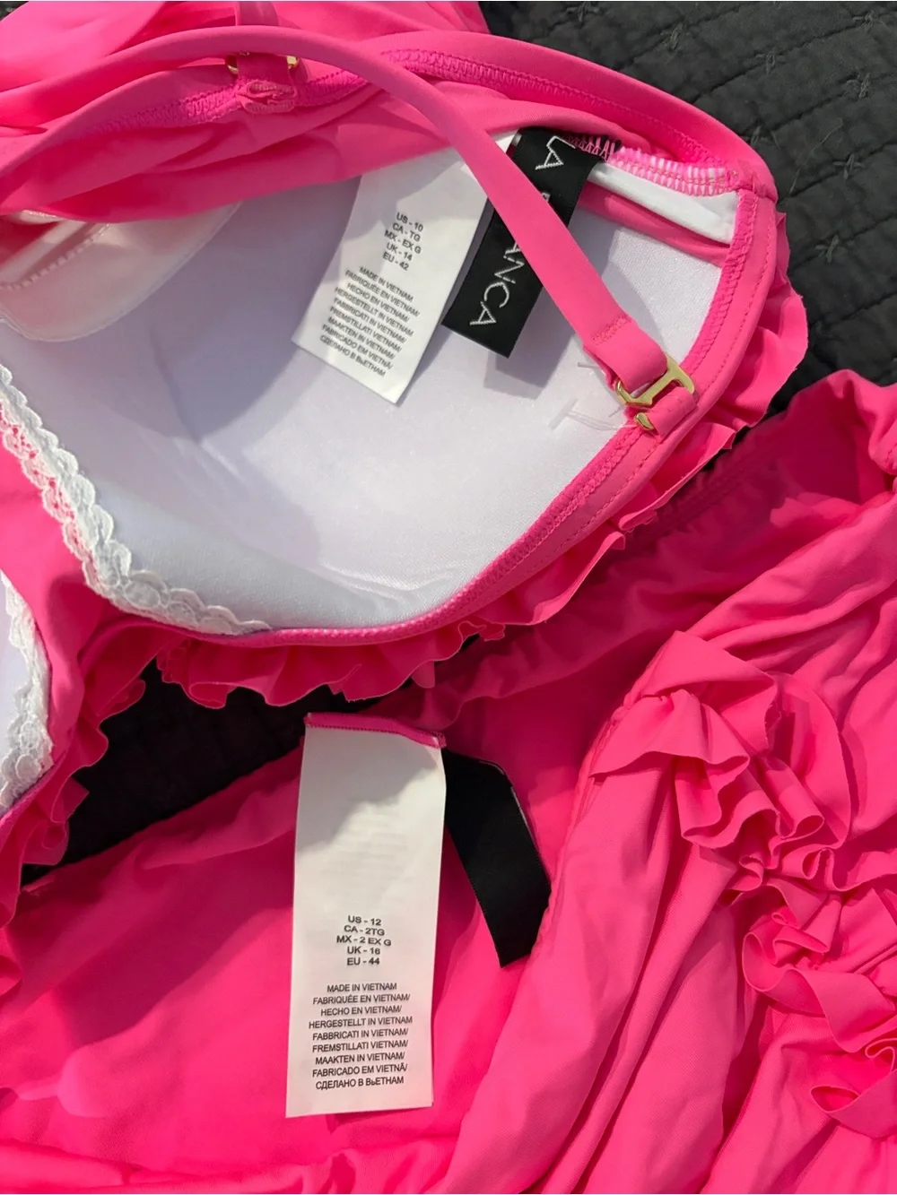 Fuchsia Ruffle Tankini Top and Swim Skirt Set - Women